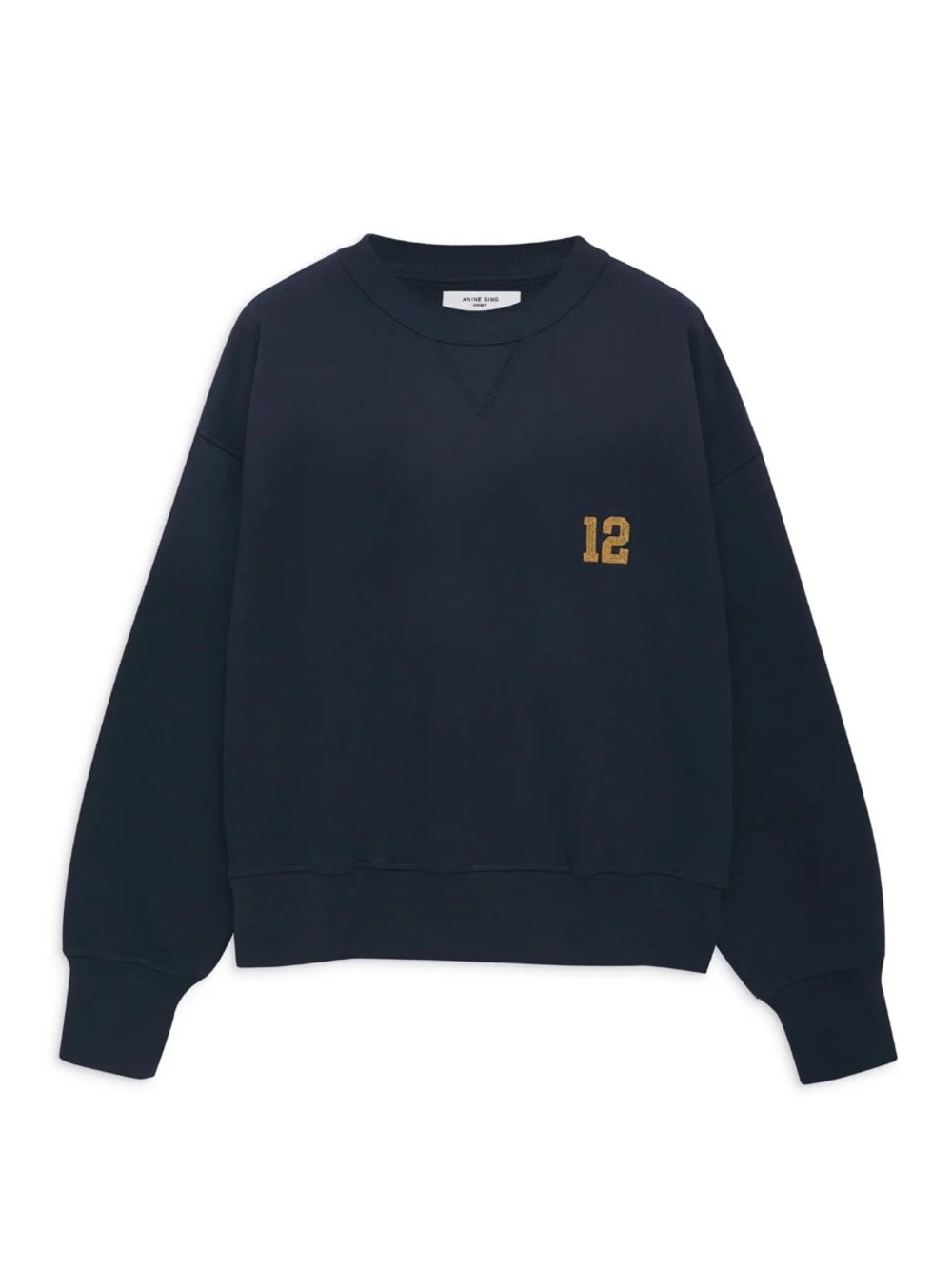 Anine Bing Navy Rod Sweater Medium Logo Spell-Out Sporty Prep Sweatshirt